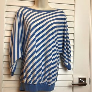 Retro Velour Blue and White Striped Popover